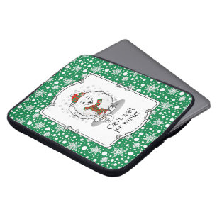 Winter Christmas Pomeranian (white) Dog Cute Snow Laptop Sleeve