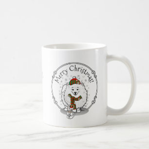 Winter Christmas Pomeranian (white) Dog Scarf Snow Coffee Mug
