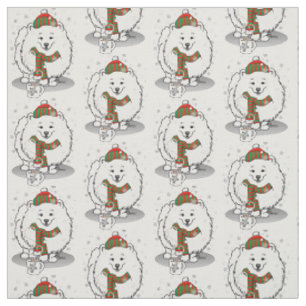 Winter Christmas Pomeranian (white) Dog Scarf Snow Fabric