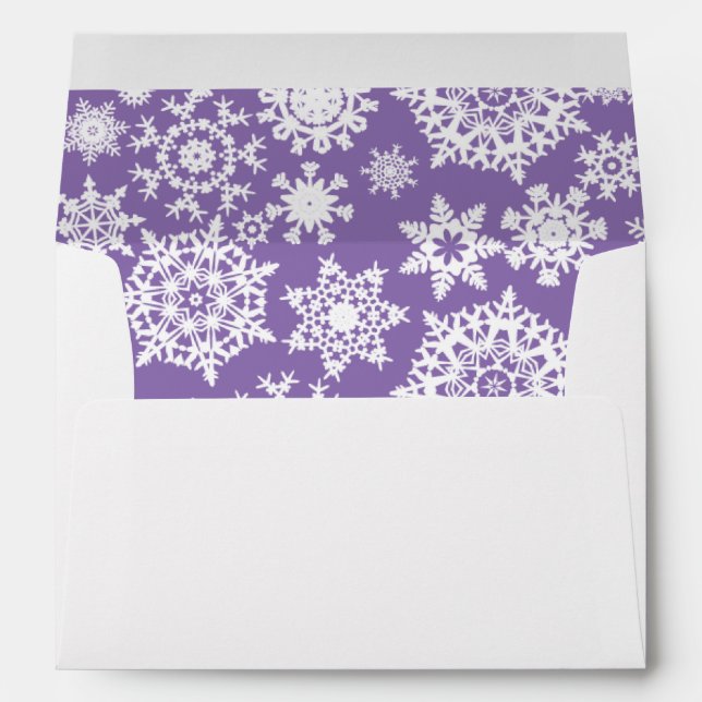 Winter Christmas Purple Snowflake Pattern Envelope (Back (Bottom))