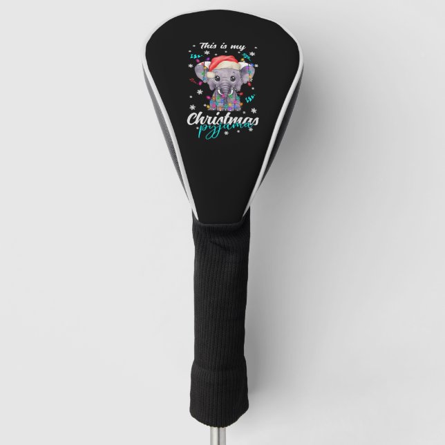 Winter Christmas Pyjama Elephant Golf Head Cover (Front)