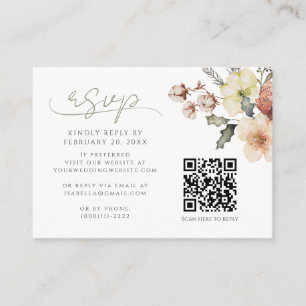Winter Christmas Sage Green QR Code Wedding RSVP Enclosure Card