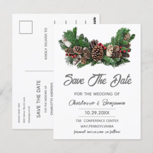 Winter Christmas Save the Date Wedding Postcard
