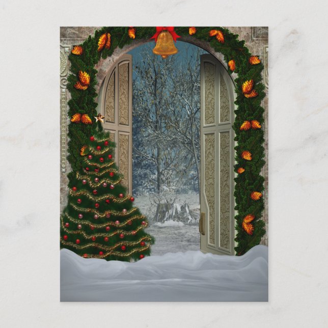 Winter Christmas Scene Postcard (Front)