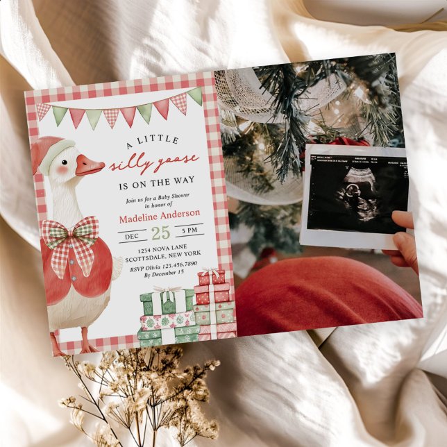 Winter Christmas Silly Goose Baby Shower Photo Invitation (Creator Uploaded)