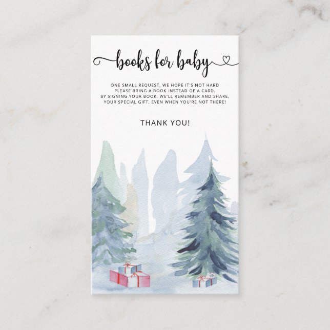 Winter Christmas snow books for baby ticket Enclosure Card (Front)