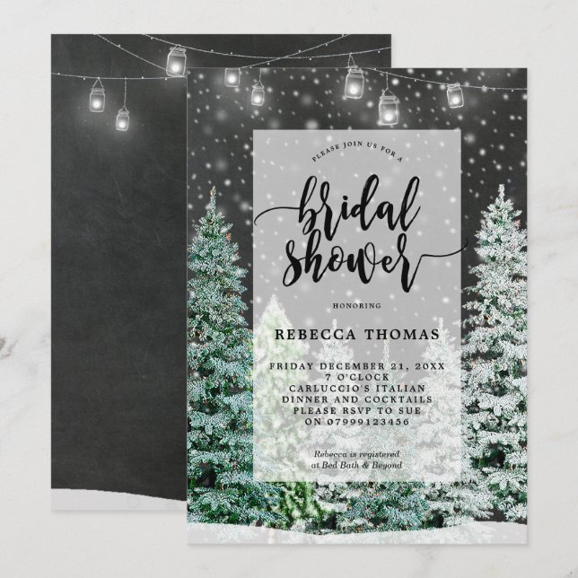 winter christmas snow bridal shower invitation (Front/Back)