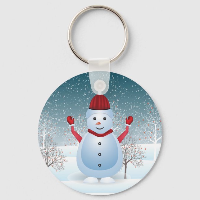 Winter Christmas Snowman Keychain  (Front)