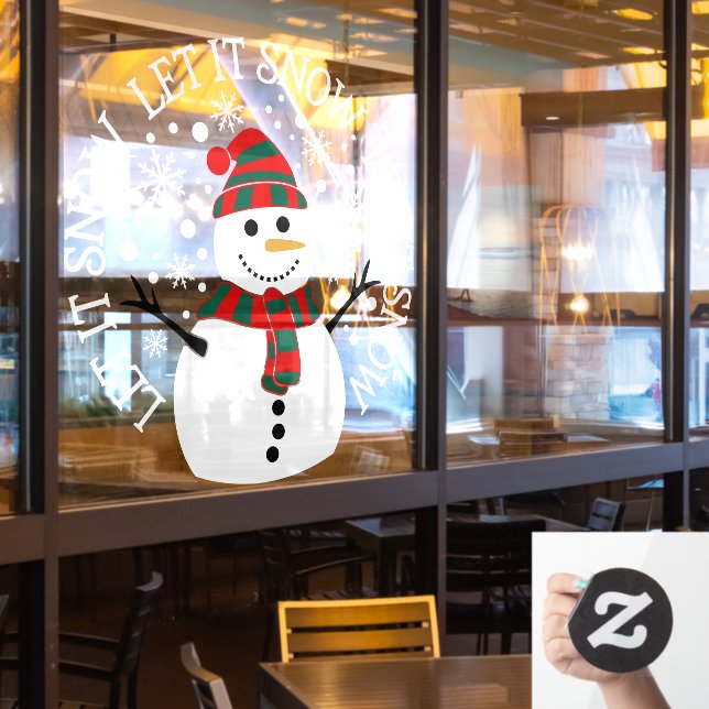 Winter Christmas Snowman Let It Snow Shop Window Cling (Restaurant Window)