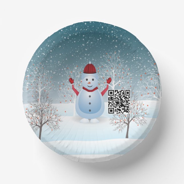 Winter Christmas Snowman Paper Bowl Paper Plate (Front)