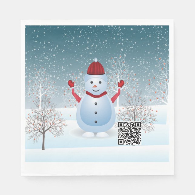 Winter Christmas Snowman Paper Napkin  (Front)