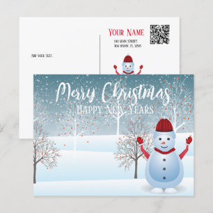 Winter Christmas Snowman Postcard