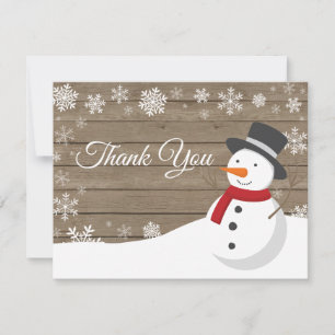Winter Christmas Snowman Snowflake Thank You Card