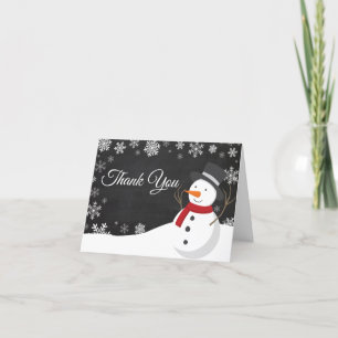 Winter Christmas Snowman Thank You Card