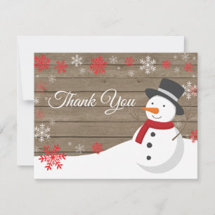Winter Christmas Snowman Thank You Card
