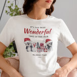 Winter Christmas Themed T-Shirt<br><div class="desc">Winter christmas white matching t-shirt featuring elegant watercolor baby penguins, a scattering of snow, the saying "it's the most wonderful time of the year", your family name, and the year.</div>