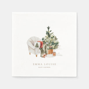 Winter Christmas Tree Baby Shower Napkin