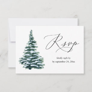 Winter Christmas Tree Greenery with Meal RSVP Card