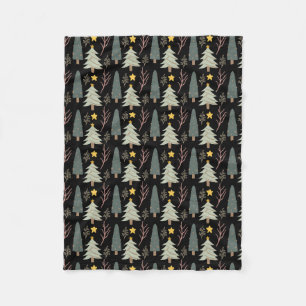 Winter Christmas Tree Pattern Woods Evergreen Cozy Fleece Blanket