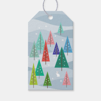 Winter Christmas Trees Retro Inspired Gift Tags