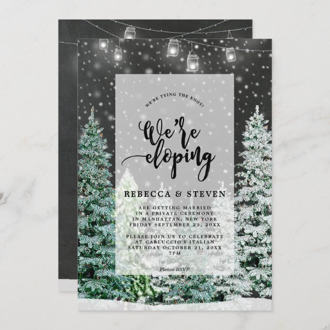 winter christmas tying the knot eloping invitation (Front/Back)