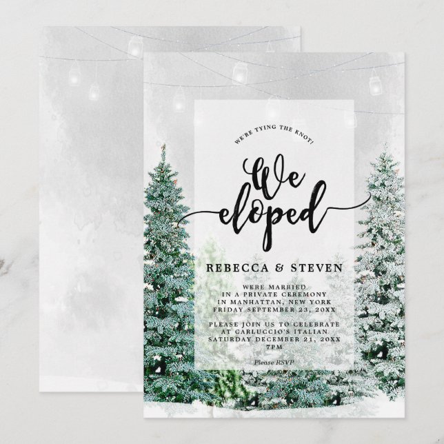 winter christmas tying the knot eloping invitation (Front/Back)