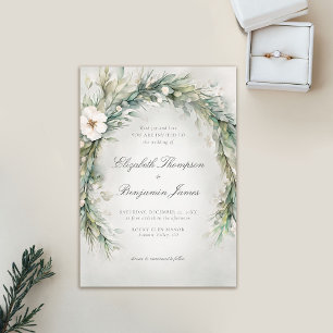 Winter Christmas Watercolor Elegant Boho Wedding Invitation
