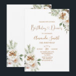Winter Christmas White Floral Birthday 30th Dinner Invitation<br><div class="desc">Winter Christmas White Floral Birthday 30th Dinner Party
Invitation perfect for autumn or fall invitation</div>