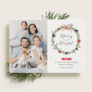 Winter Christmas Wreath Holiday Photo Cards