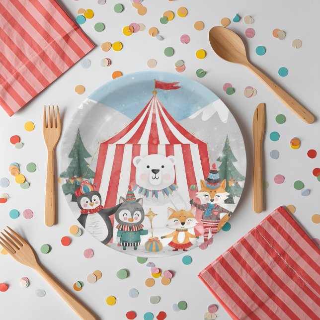 Winter Circus Animals Paper Plate (Creator Uploaded)