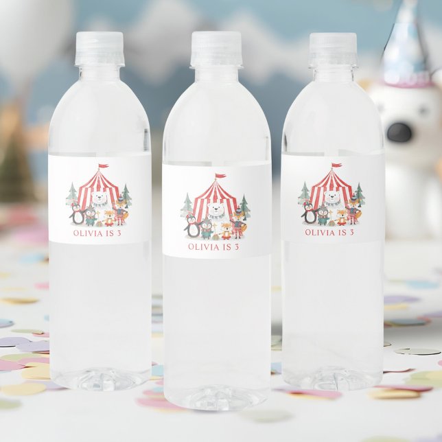 Winter Circus Animals Water Bottle Label (Creator Uploaded)