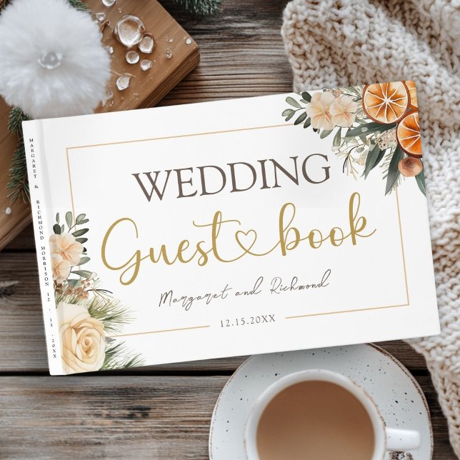 Winter Citrus Floral Christmas Wedding Guest Book (Creator Uploaded)