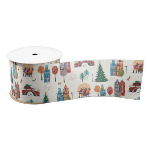 Winter City Holiday Christmas Party Satin Ribbon