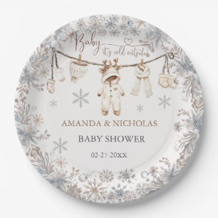 Winter Clothes Baby Cold Outside Baby Shower Paper Plate