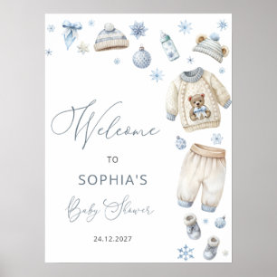 Winter Clothes Boy Baby Shower Welcome Poster