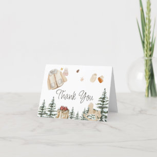 Winter Clothes It's Cold Outside Baby Shower Thank You Card