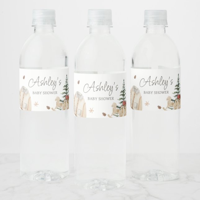 Winter Clothes It's Cold Outside Baby Shower Water Bottle Label (Bottles)