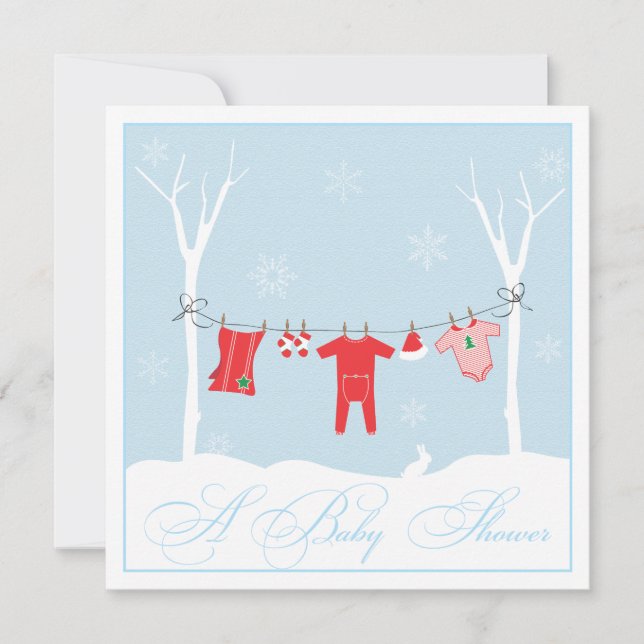 Winter Clothesline Baby Shower Invitation (Front)