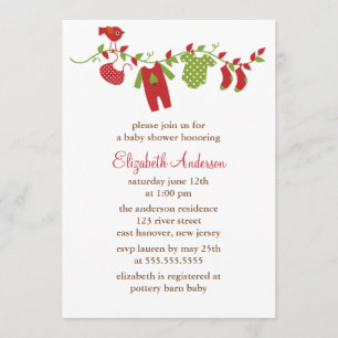 Winter Clothesline Baby Shower Invitation