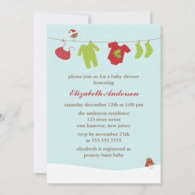 Winter Clothesline Baby Shower Invitation (Front)