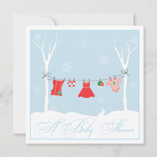 Winter Clothesline Baby Shower Invitation
