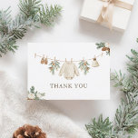 Winter Clothesline Baby Shower Thank You Card<br><div class="desc">Say a special thank you to your baby shower guests with these elegant baby clothes themed cards.</div>