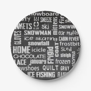 Winter Cloud on chalkboard Paper Plate
