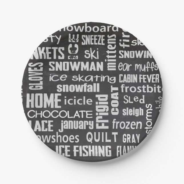 Winter Cloud on chalkboard Paper Plate (Front)