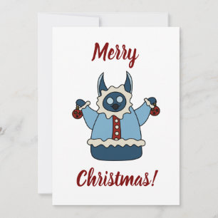 Winter coat Christmas monster Holiday Card