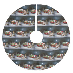 Winter Cocker Spaniel Caravan Christmas Adventure Brushed Polyester Tree Skirt