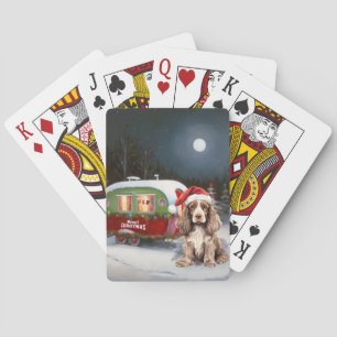 Winter Cocker Spaniel Caravan Christmas Adventure Playing Cards