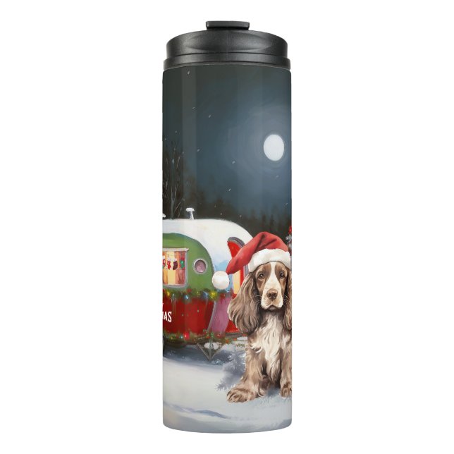 Winter Cocker Spaniel Caravan Christmas Adventure Thermal Tumbler (Front)
