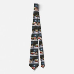 Winter Cocker Spaniel Caravan Christmas Adventure Tie