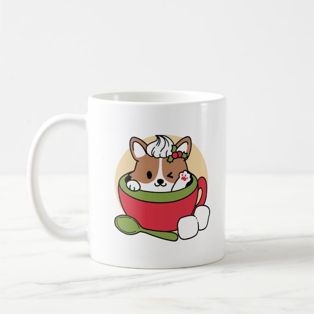 Winter Cocoa Bliss - Cute Dog in Mug Design (Left)